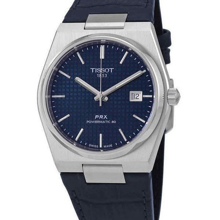 Tissot PRX Powermatic 80 nahkahihna, sininen kellotaulu, automaattinen T137.407.16.041.00 100M miesten kello