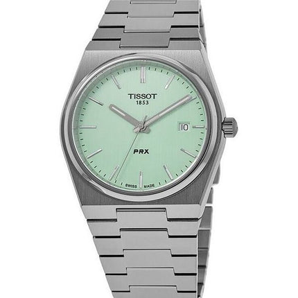 Tissot T-Classic PRX ruostumaton teräs vaaleanvihreä kellotaulu kvartsi T137.410.11.091.01 100M Unisex kello