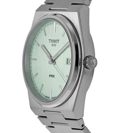 Tissot T-Classic PRX ruostumaton teräs vaaleanvihreä kellotaulu kvartsi T137.410.11.091.01 100M Unisex kello