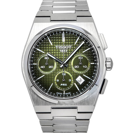 Tissot PRX Chronograph ruostumattomasta teräksestä valmistettu vihreä kellotaulu T137.427.11.091.00 100M miesten kello