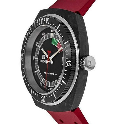 Tissot T-Sport Sideral Powermatic 80 kumihihna, musta kellotaulu automaattinen sukeltaja T145.407.97.057.02 300M Unisex kello