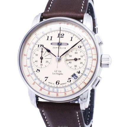 Kunnostettu Zeppelin LZ126 Chronograph beige kellotaulu Saksassa valmistettu kvartsi 76145 miesten kello