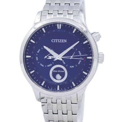 Kunnostettu Citizen Eco-Drive Moon Phase Blue kuvioitu kellotaulu Japanissa valmistettu AP1050-56L miesten kello