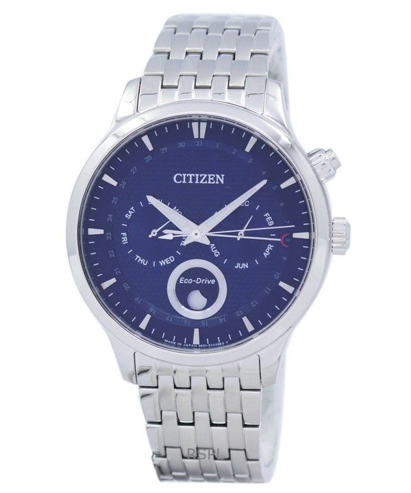 Kunnostettu Citizen Eco-Drive Moon Phase Blue kuvioitu kellotaulu Japanissa valmistettu AP1050-56L miesten kello