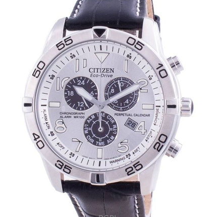 Kunnostettu Citizen Perpetual Calendar Chronograph Silver Dial Eco-Drive BL5470-14A 100M miesten kello