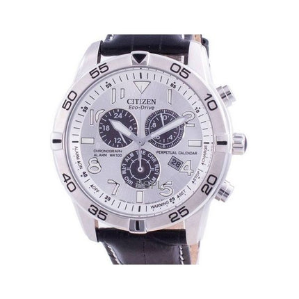 Kunnostettu Citizen Perpetual Calendar Chronograph Silver Dial Eco-Drive BL5470-14A 100M miesten kello