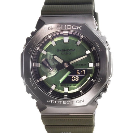 Kunnostettu Casio G-Shock analoginen digitaalinen vihreä kellotaulu hartsihihna, kvartsi GM-2100B-3A 200M miesten kello