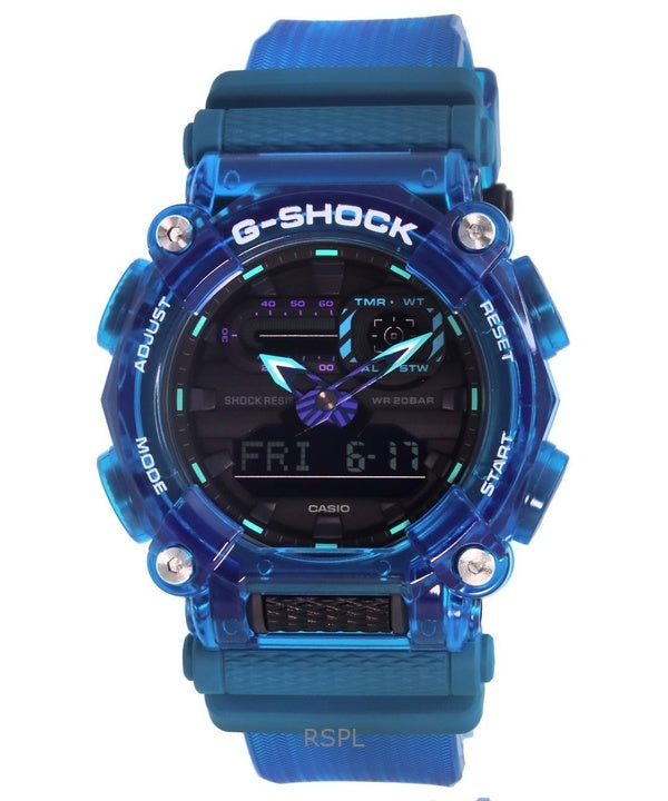 Kunnostettu Casio G-Shock analoginen digitaalinen hartsihihna musta kellotaulu kvartsi GA-900SKL-2A 200M miesten kello