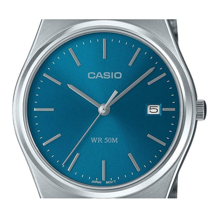 Kunnostettu Casio Standard Analoginen ruostumattomasta teräksestä valmistettu sininen kellotaulu kvartsi MTP-B145D-2A2 miesten kello