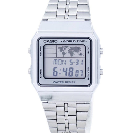 Kunnostettu Casio Vintage digitaalinen ruostumattomasta teräksestä valmistettu kvartsi A500WA-7DF miesten kello