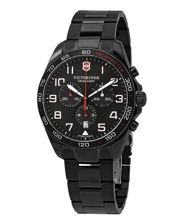 Victorinox Sveitsin armeijan FieldForce Sport Chronograph ruostumaton teräs musta kellotaulu kvartsi 241890 100M miesten kello