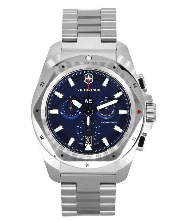 Victorinox Sveitsin armeija INOX Chronograph ruostumaton teräs sininen kellotaulu kvartsi Diver's 241985 200M miesten kello