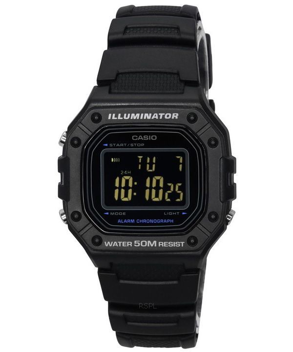 Casio Standard digitaalinen hartsihihna musta kellotaulu kvartsi W-218H-1B miesten kello