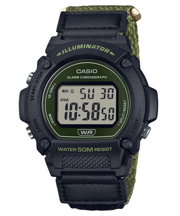 Casio Standard vihreä digitaalinen kangashihna kvartsi W-219HB-3AV miesten kello