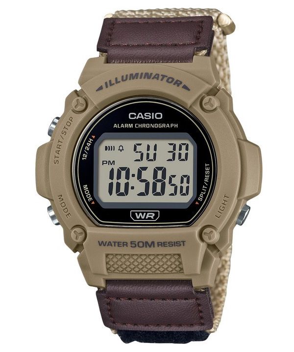 Casio Standard ruskea digitaalinen kangasranneke Quartz W-219HB-5AV miesten kello