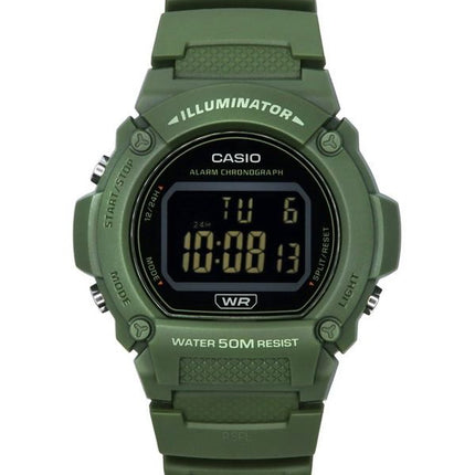 Casio Standard Illuminator digitaalinen vihreä hartsihihna kvartsi W-219HC-3B miesten kello