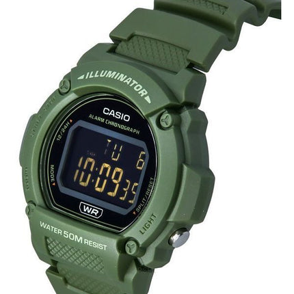 Casio Standard Illuminator digitaalinen vihreä hartsihihna kvartsi W-219HC-3B miesten kello