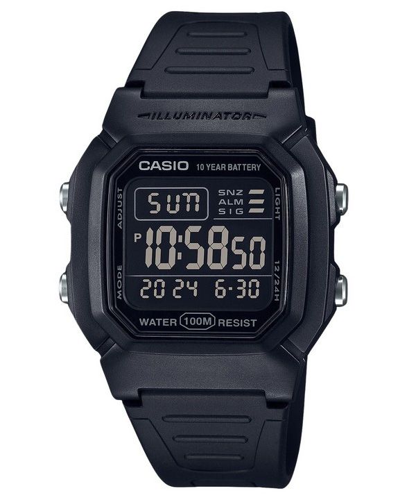 Casio Digital Black Dual Time Hartsihihna Quartz W-800H-1BV 100M Miesten kello