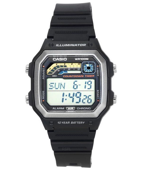 Casio Standard digitaalinen musta hartsihihna kvartsi WS-1600H-1A 100M miesten kello