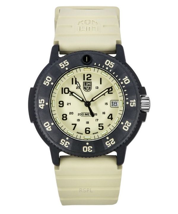 Luminox Alkuperäinen Navy Seal EVO Kumihihna Beige Kellotaulu Quartz Diver's XS.3010.EVO.S 200M miesten kello