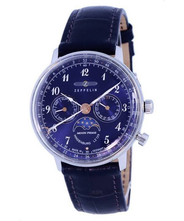 Zeppelin LZ129 Hindenburg Moonphase Blue Dial Quartz 7037-3 70373 naisten kello