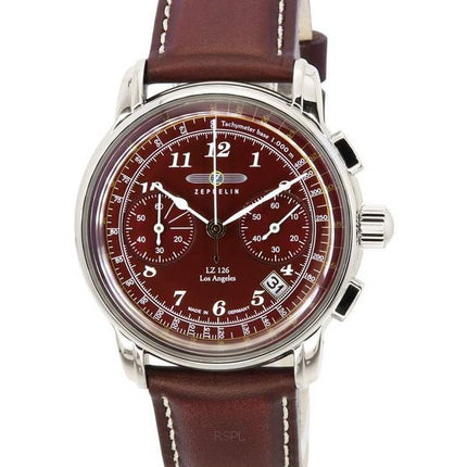 Zeppelin LZ126 Los Angeles Chronograph Burgundy Dial Quartz 76146 Miesten Watch