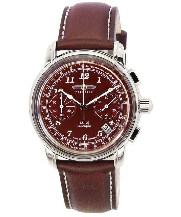 Zeppelin LZ126 Los Angeles Chronograph Burgundy Dial Quartz 76146 Miesten Watch