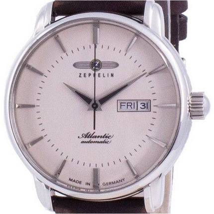 Zeppelin Atlantik Beige Dial nahkahihna automaattinen 8466-5 84665 miesten kello