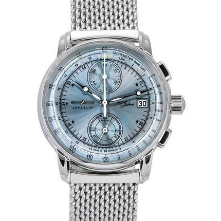 Zeppelin 100 Jahre Ed 1 Chronograph Ice Blue Kellotaulu Quartz 8670M4 Miesten kello