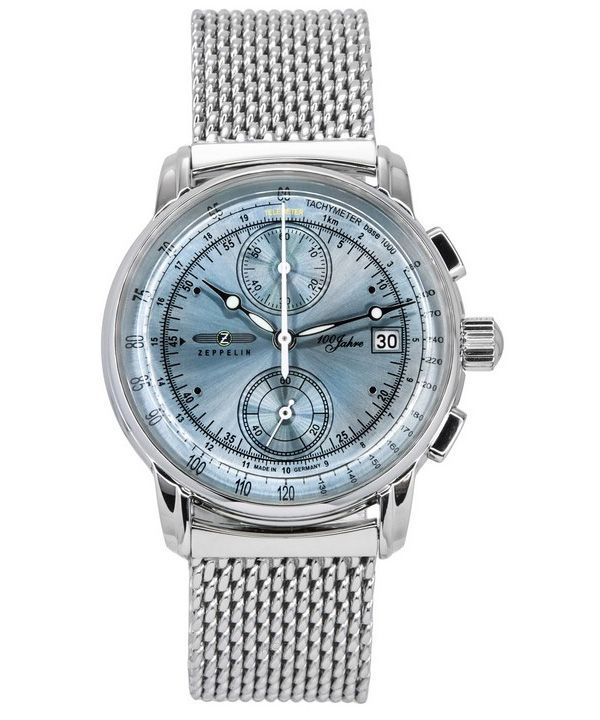 Zeppelin 100 Jahre Ed 1 Chronograph Ice Blue Kellotaulu Quartz 8670M4 Miesten kello