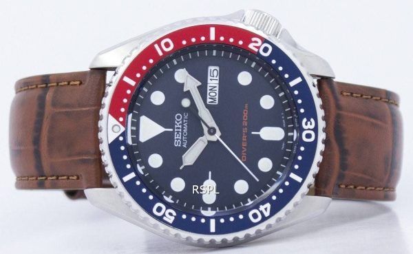 Seiko automaattinen Diver 200M suhde ruskea nahka SKX009K1 LS7 Miesten Watch