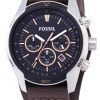 Fossiilisten Coachman Chronograph Black Dial ruskea nahka CH2891 Miesten kello