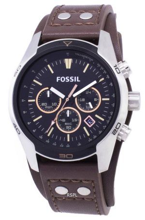 Fossiilisten Coachman Chronograph Black Dial ruskea nahka CH2891 Miesten kello