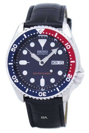 Seiko automaattinen Diver 200M suhde musta nahka SKX009K1-LS6 Miesten Watch