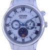 Citizen Moon Phase White Kellotaulu ruostumattomasta teräksestä Eco-Drive AP1050-81A miesten kello