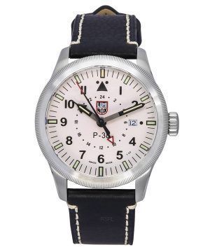 Luminox Air Pilot P-38 Lightning GMT musta nahkahihna valkoinen kellotaulu Quartz XA.9527 100M miesten kello