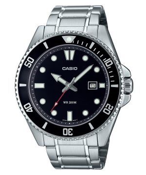 Casio Standard Analoginen ruostumaton teräs musta kellotaulu kvartsi MDV-107D-1A1 200M miesten kello