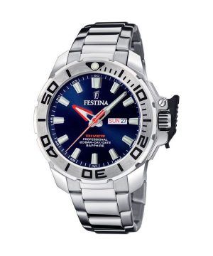 Festina Diver ruostumattomasta teräksestä valmistettu sininen kellotaulu kvartsi F20665-1 200M miesten kello