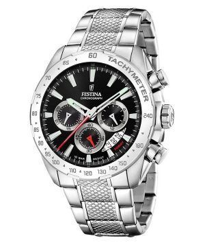 Festina Chrono Sport ruostumattomasta teräksestä valmistettu musta kellotaulu kvartsi F20668-4 100M miesten kello