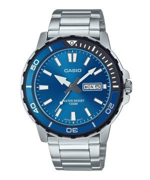 Casio Standard Analoginen ruostumaton teräs sininen kellotaulu kvartsi MTD-125D-2A1V 100M miesten kello