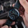 AVI-8 Hawker Hurricane Dual Retrograde Chronograph Storm Musta nahkahihna musta kellotaulu kvartsi AV-4056-0A miesten kello