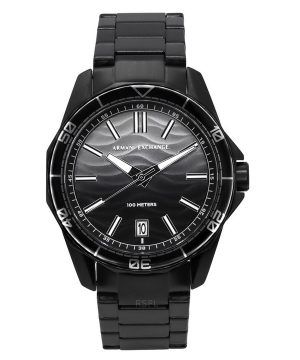 Armani Exchange musta ruostumattomasta teräksestä valmistettu harmaa kellotaulu kvartsi AX1952 100M miesten kello