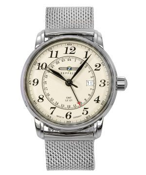 Zeppelin LZ127 Graf GMT ruostumaton teräs beige kellotaulu Quartz 7642M5 miesten kello