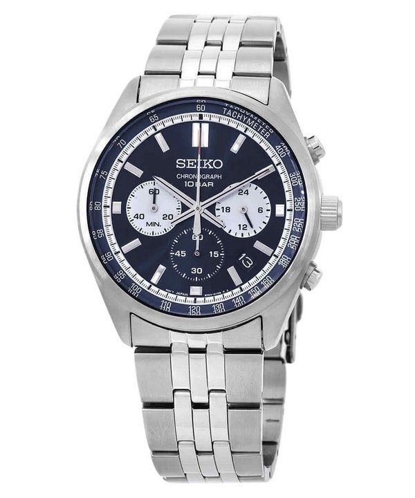 Seiko Discover More Chronograph ruostumaton teräs sininen kellotaulu kvartsi SSB427P1 100M miesten kello