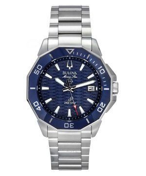 Bulova Marine Star Precisionist ruostumattomasta teräksestä valmistettu sininen kellotaulu kvartsidiverin 96B433 200M miesten ke