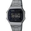 Casio Vintage digitaalinen ruostumattomasta teräksestä valmistettu rannekoru musta kellotaulu kvartsi A168WGG-1B unisex kello