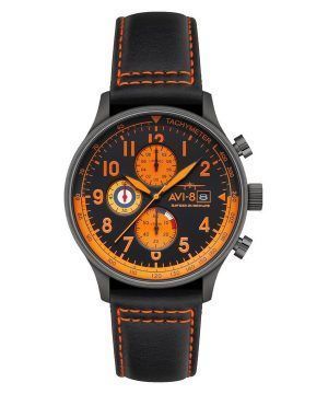 AVI-8 Hawker Hurricane Classic Chronograph Noire nahkahihna, musta kellotaulu AV-4011-0R miesten kello