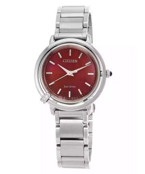 Citizen L Eco-Drive ruostumattomasta teräksestä valmistettu punainen kellotaulu EM1090-78X naisten kello