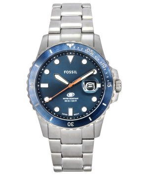 Fossil Blue Dive ruostumaton teräs sininen kellotaulu kvartsi FS6050 100M miesten kello