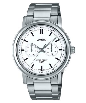 Casio Standard Analoginen ruostumattomasta teräksestä valmistettu valkoinen kellotaulu kvartsi MTP-E335D-7EV miesten kello